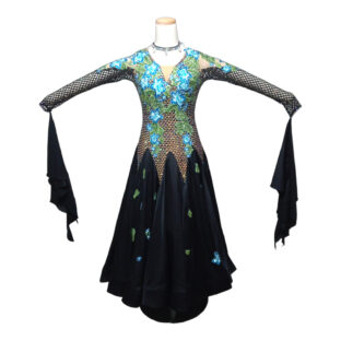 ドレス009　黒ブルーモチーフ　L～XLサイズ