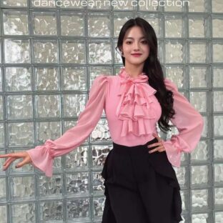 TMダンスウェア ブラウス【ムース】ピンクブラック