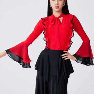 TMダンスウェア  ブラウス【ゆるふわ】レッド/ブラック
