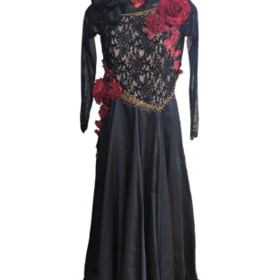 黒/花装飾ドレス＊パソにも　XS～Sサイズ　＊丈短い　240913